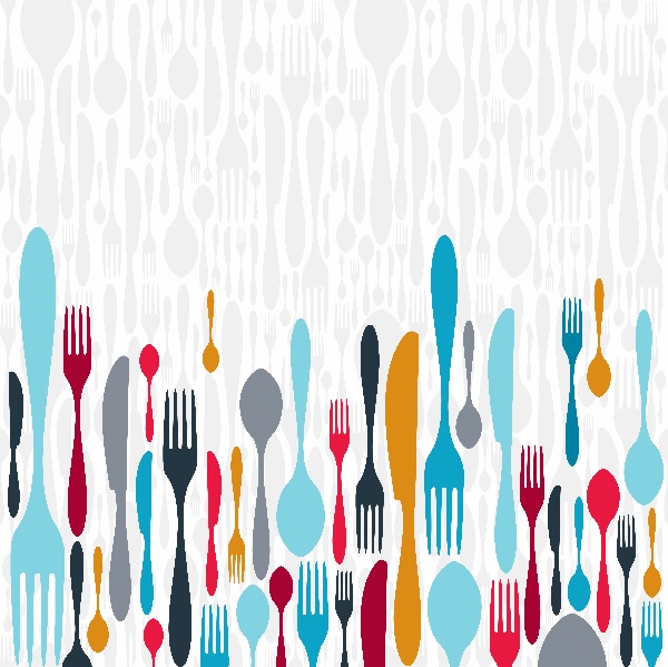 Illustration of forks, knives and spoons
